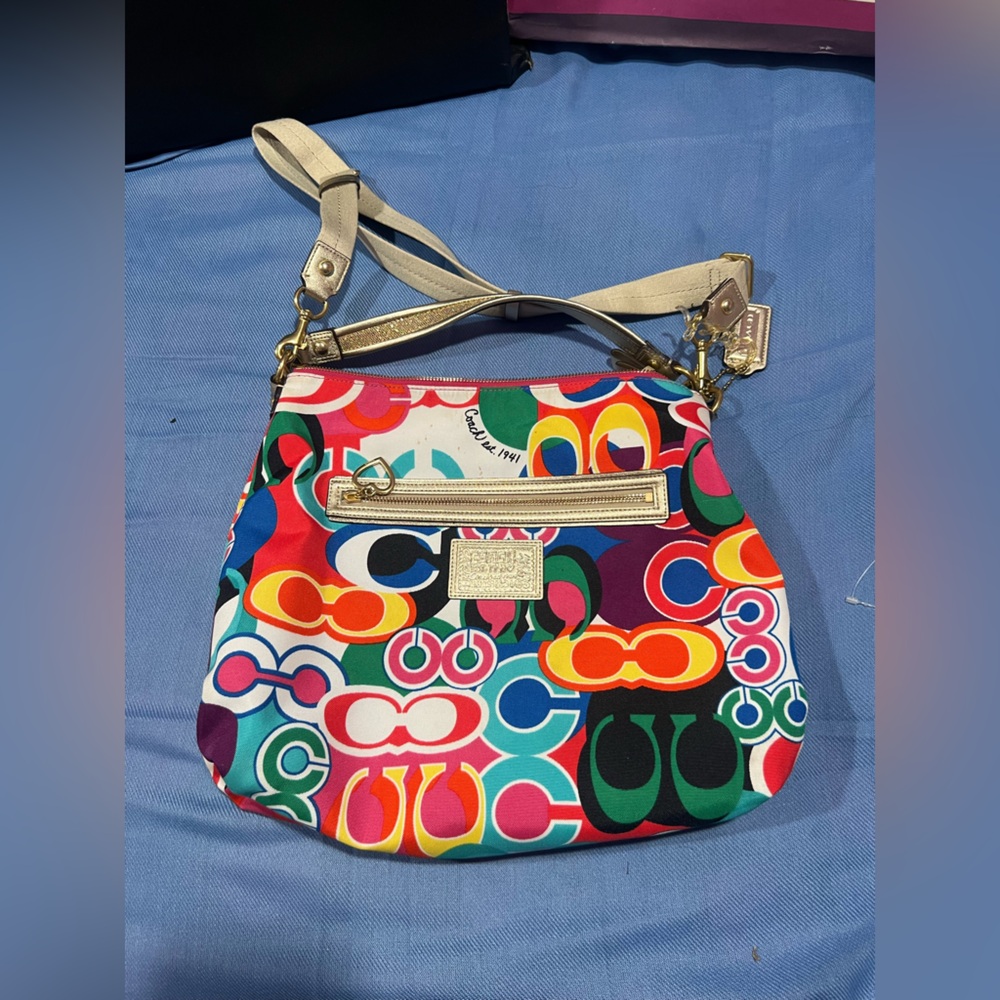 Coach Red and Pink Crossbody Bag with Vibrant Design